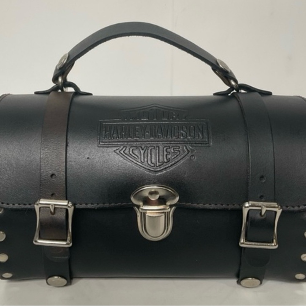 Harley-Davidson Women’s Leather Black Barrel Shoulder Handbag Studded